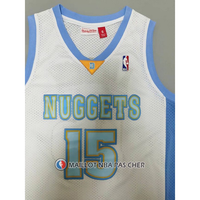 Maillot Denver Nuggets Carmelo Anthony NO 15 Mitchell & Ness 2006-07 Blanc